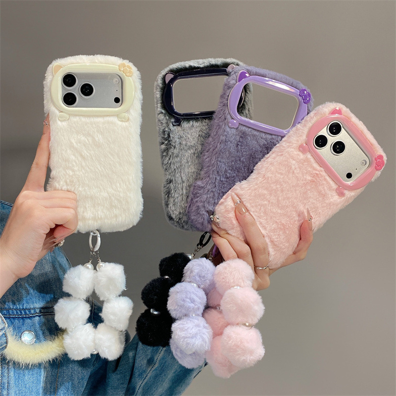 Phone Cases Luxury - Luxuriöse Einfarbige Flauschige Plüsch-Handyhülle für iPhone