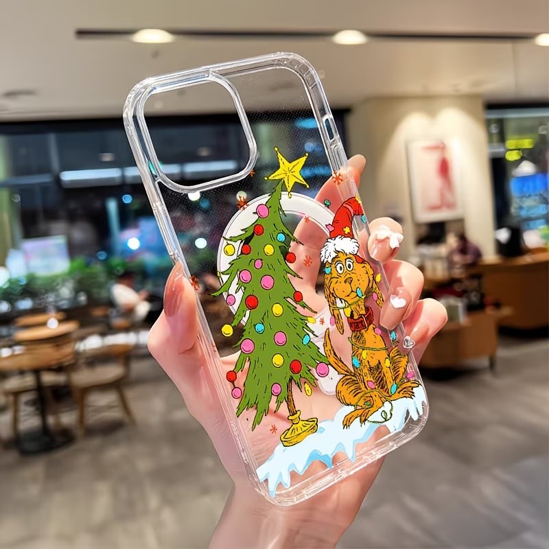 Phone Cases Magsafe - Transparente Handyhülle mit Welpen-Weihnachtsthema für iPhone
